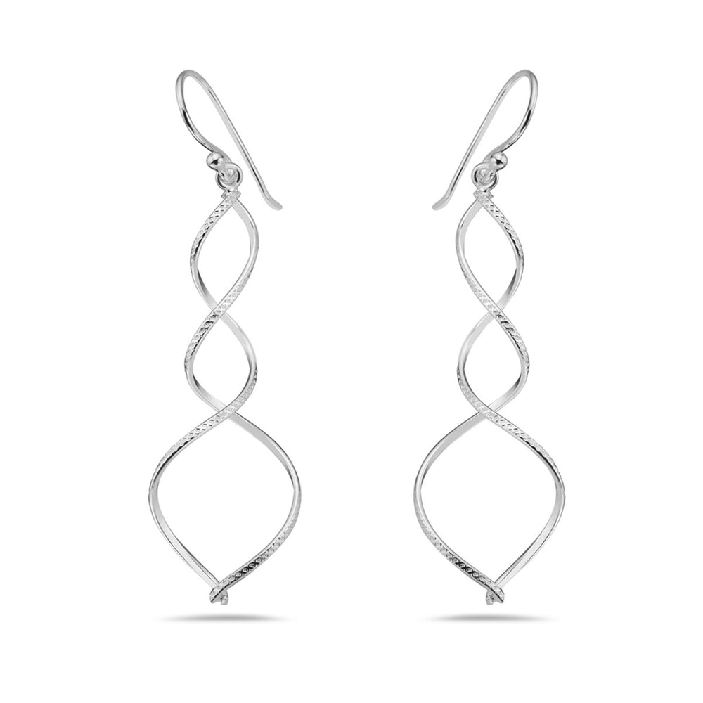 Sterling Silver Earring Double Twisted Line