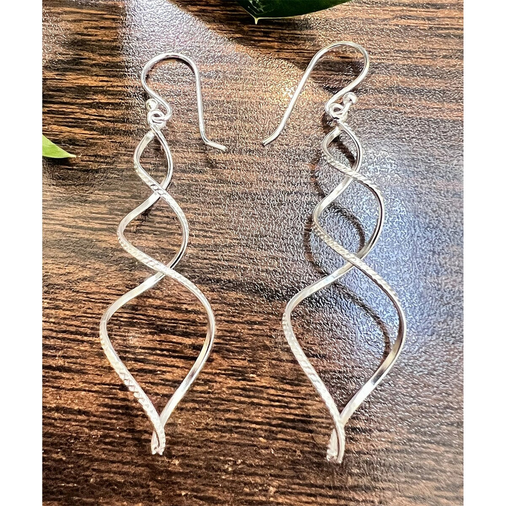 Sterling Silver Earring Double Twisted Line