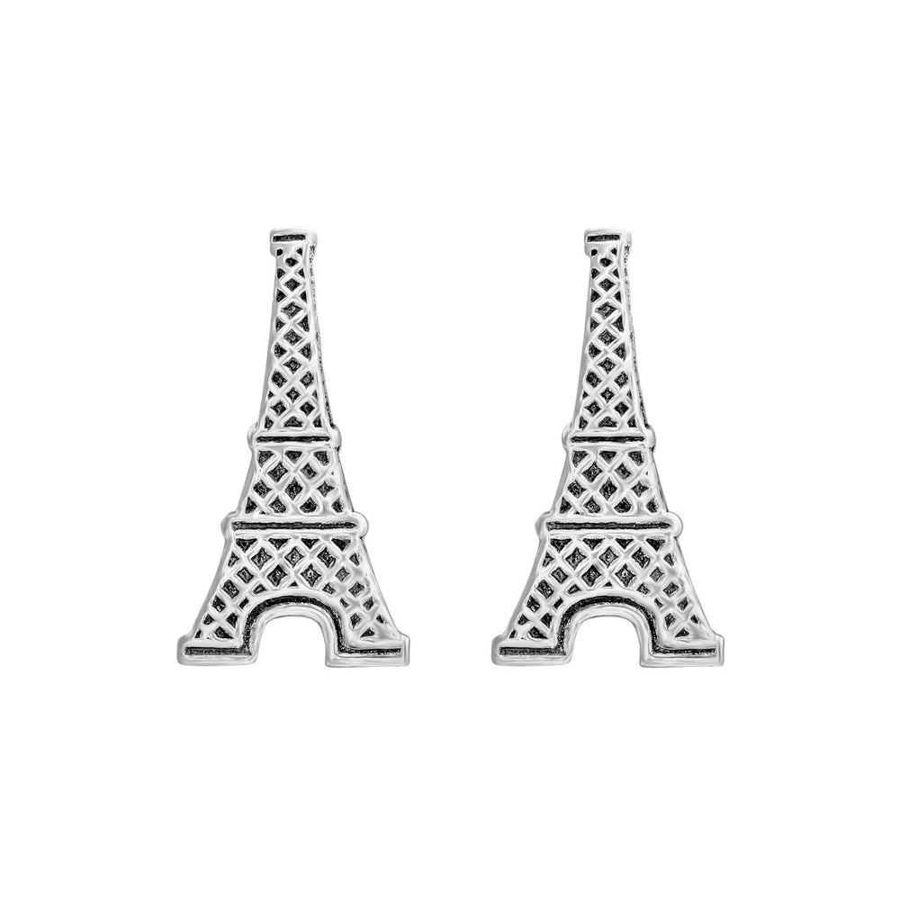 Sterling Silver Eiffel Tower Stud Earrings