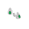 Sterling Silver Emerald Cubic Zirconia Pave Teardrop Earrings