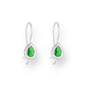 Sterling Silver Emerald Cubic Zirconia Teardrop Threader Earrings