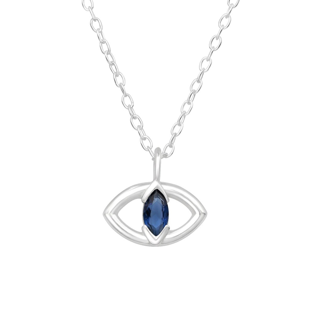 Sterling Silver Eye Pendant Necklace - White