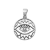 Sterling Silver Eye Round Pendant - White