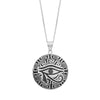 Sterling Silver Eye of Horus Round Maze Pendant Necklace - White