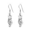 Sterling Silver Filigree Cat Drop Earrings