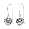 Sterling Silver Filigree Heart Drop Earrings