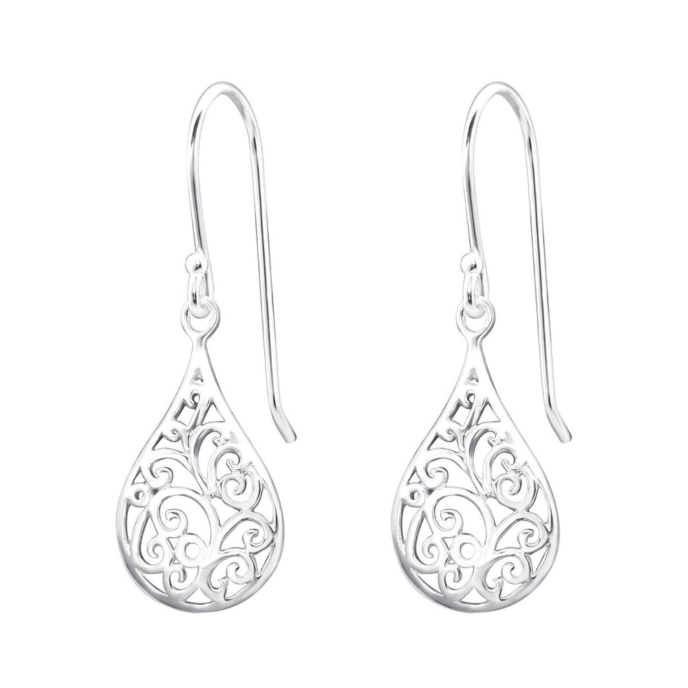 Sterling Silver Filigree Teardrop Earrings