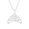 Sterling Silver Fish Tail Pendant Necklace - White