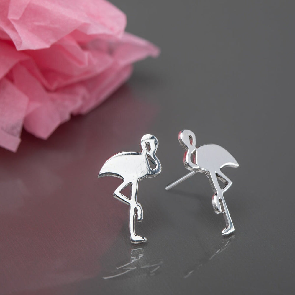 Sterling Silver Flamingo Stud Earrings