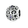 Sterling Silver Floral Purple Cubic Zirconia Charm