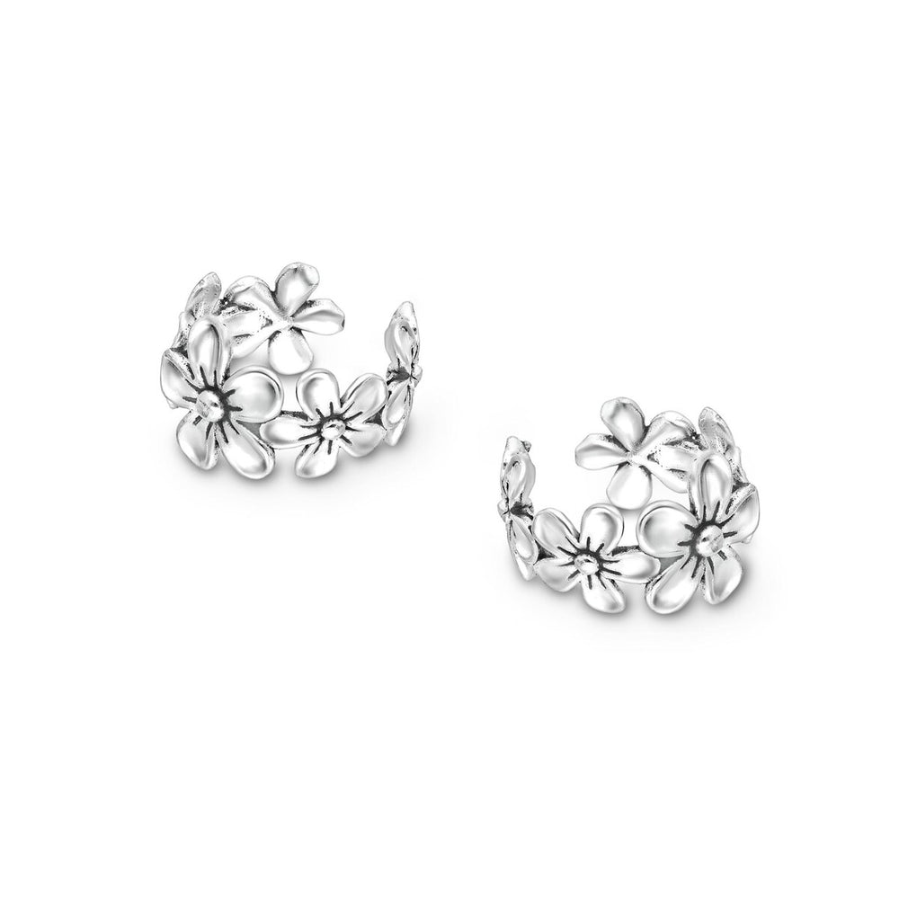 Sterling Silver Flower Ear Cuffs