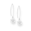 Sterling Silver Flower Hook Drop Earrings