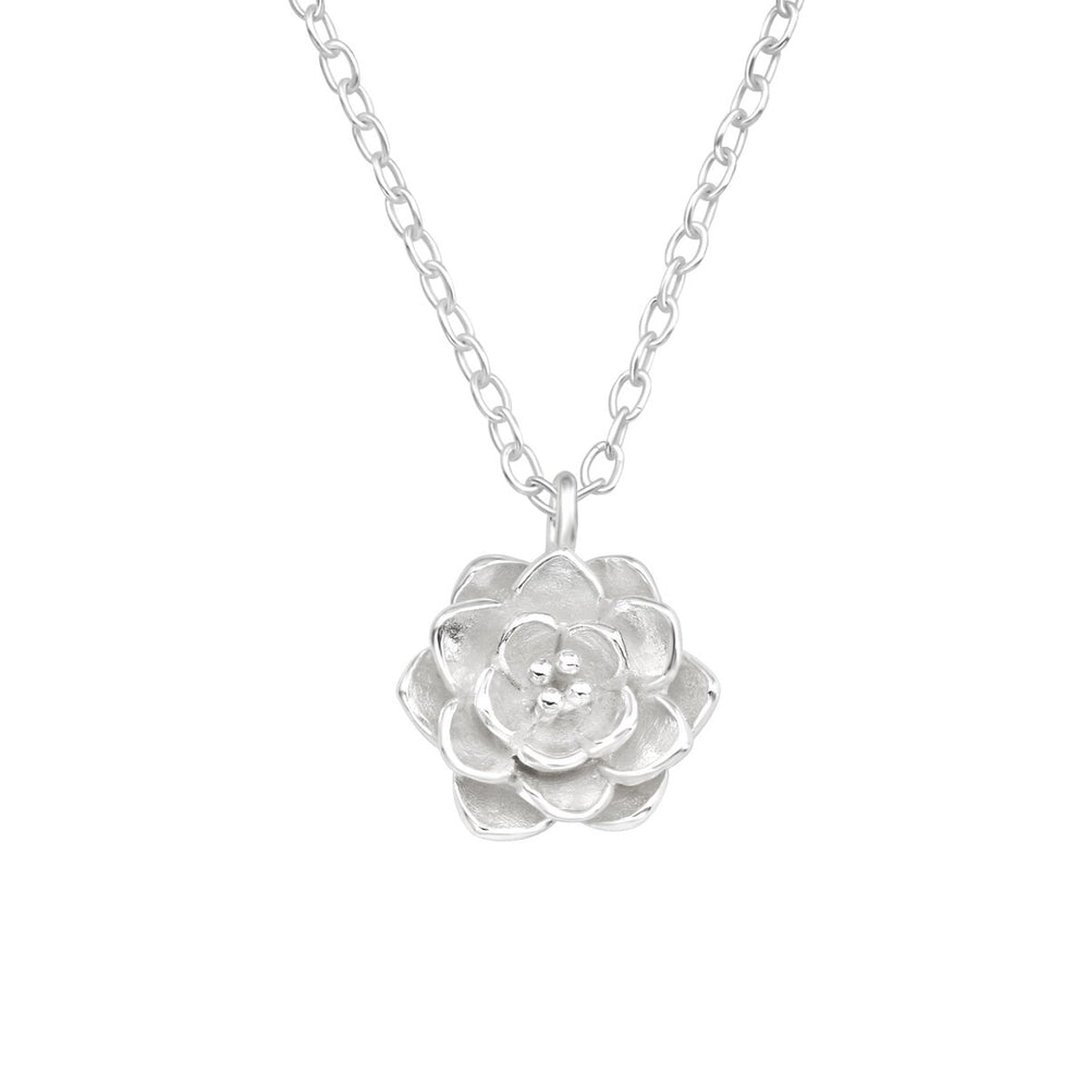 Sterling Silver Flower Pendant Necklace - White