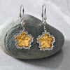 Sterling Silver Flower Shape Gold Plate Two-Tone CZ Stone Around Earring