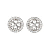 Sterling Silver Four Leaf Clover Cubic Zirconia Circular Stud Earrings