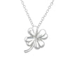 Sterling Silver Four Leaf Clover Pendant Necklace - White