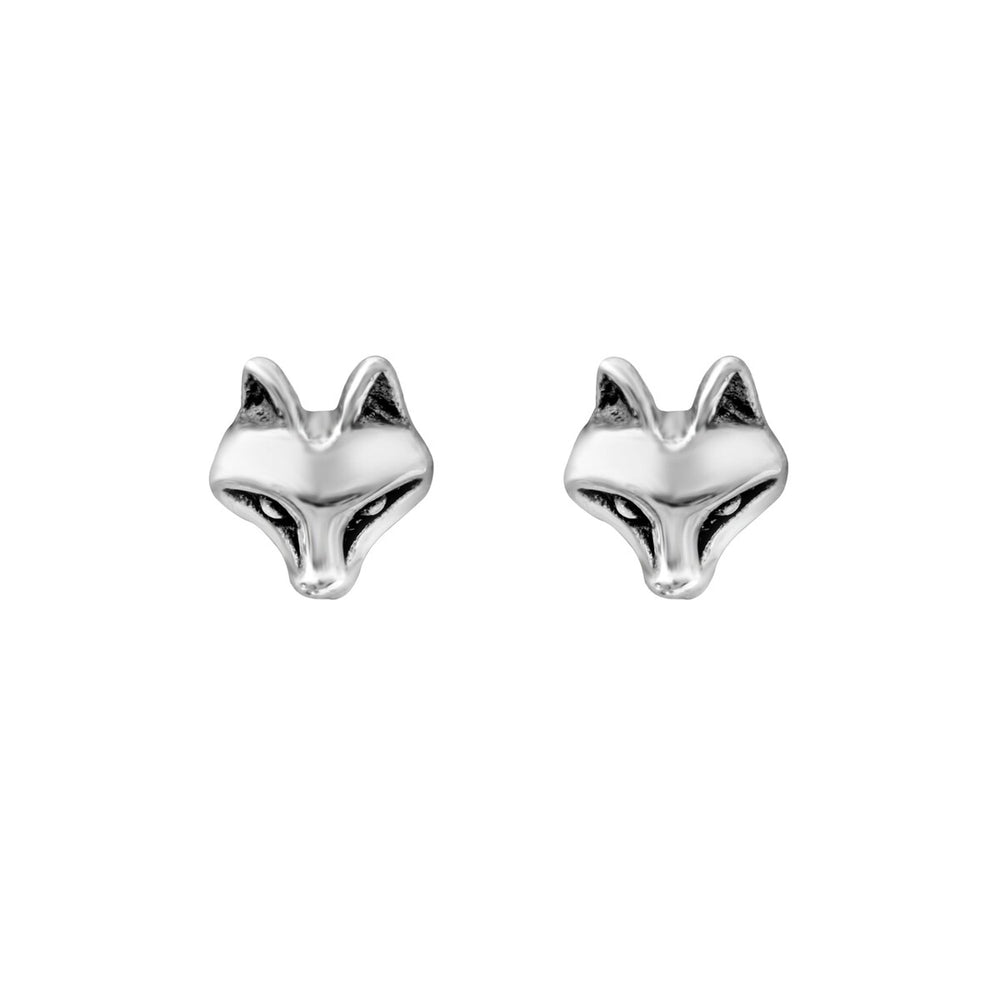 Sterling Silver Fox Stud Earrings