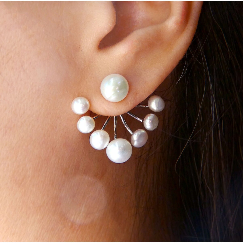 Sterling Silver Freshwater Pearl Front and Back Earring