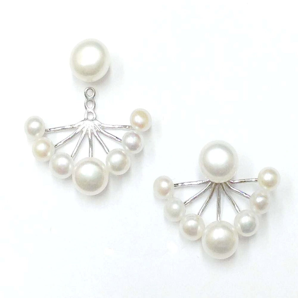 Sterling Silver Freshwater Pearl Front and Back Earring