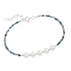 Sterling Silver Freshwater Pearl and Blue Apatite Beaded Bracele