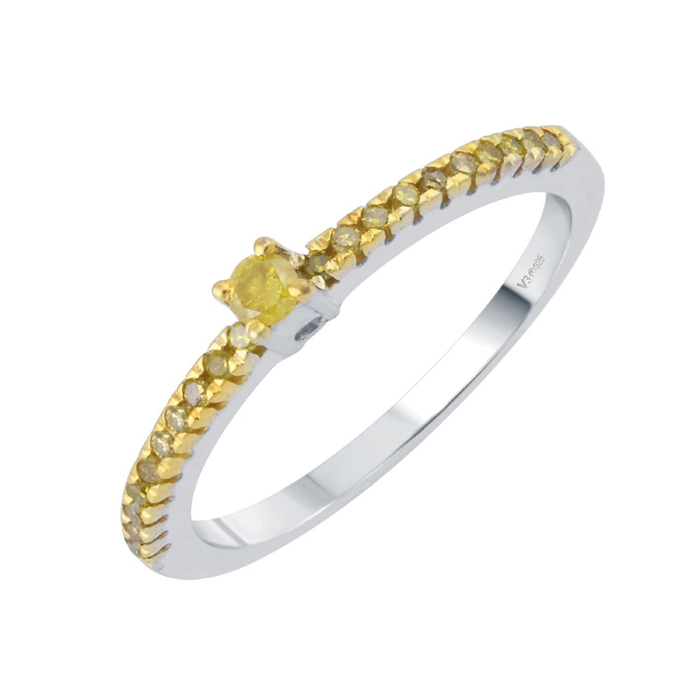 Sterling Silver Genuine Yellow Diamond Stackable Band Ring