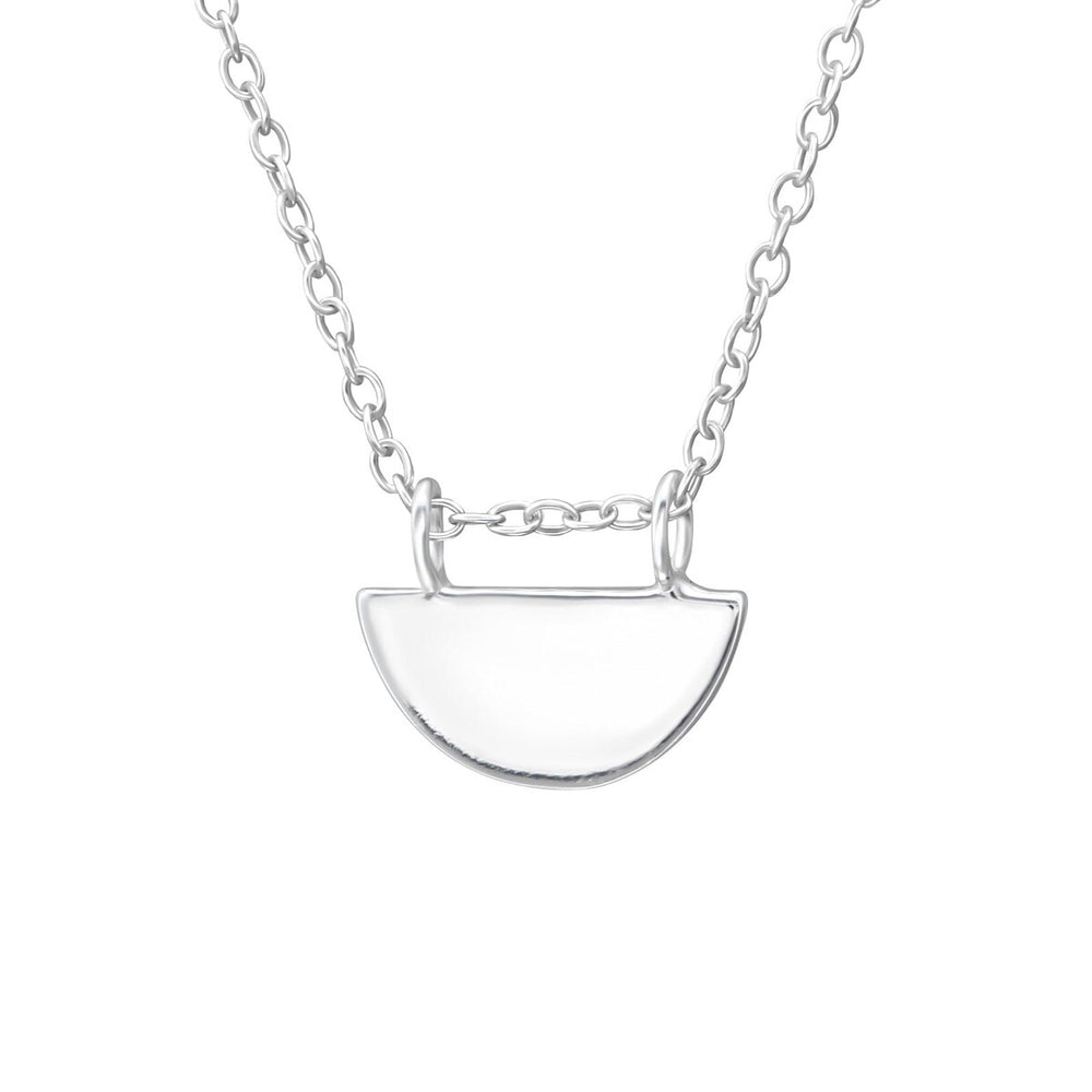 Sterling Silver Geometric Pendant Necklace - White