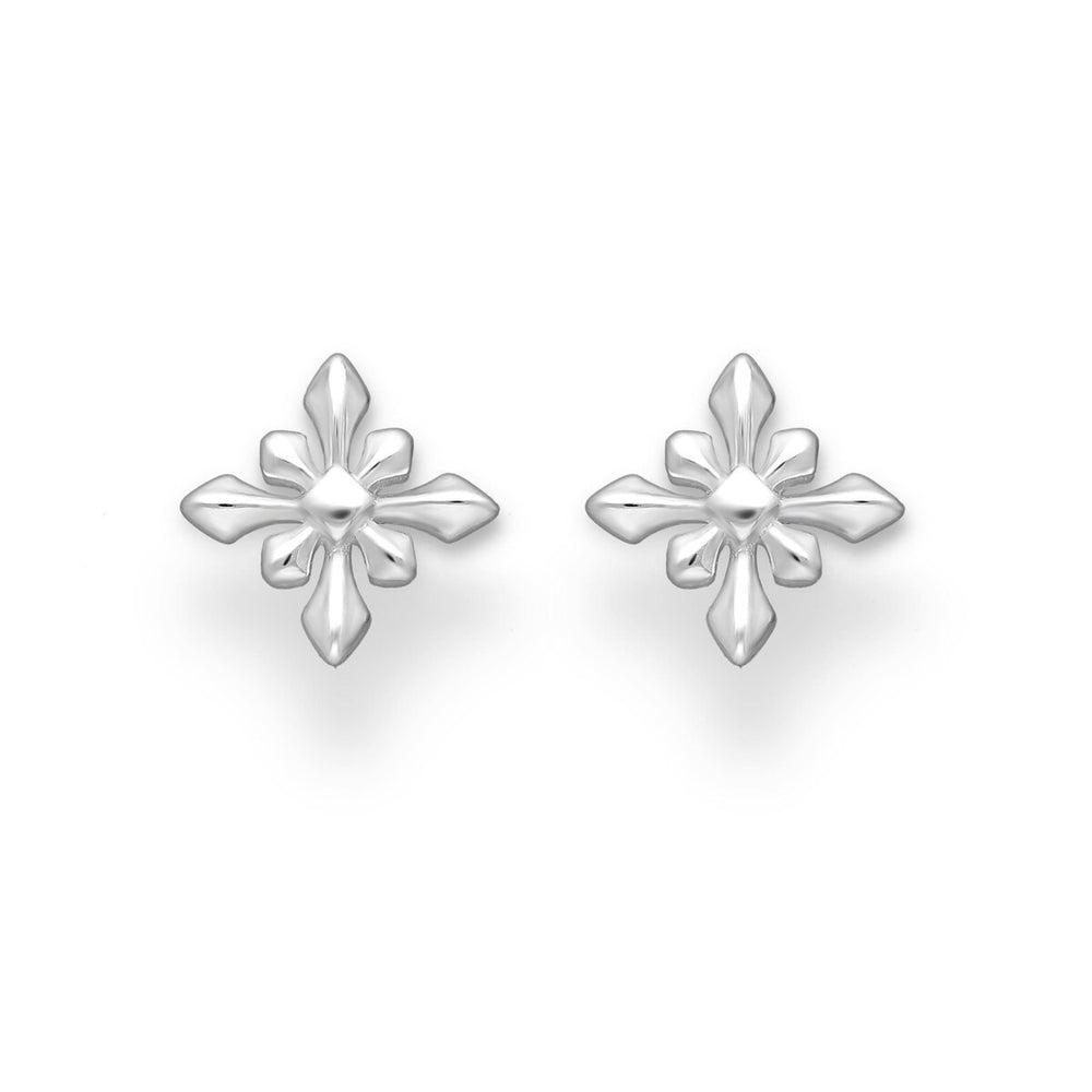 Sterling Silver Geometric Star Stud Earrings