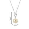 Sterling Silver Golden Shell Pearl and White Topaz Drop Pendant with 18" Chain