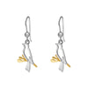 Sterling Silver Goldtone Bird On Branch Open Drop Earrings