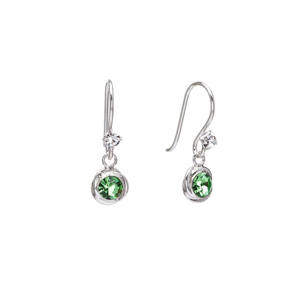 Sterling Silver Green Cubic Zirconia Drop Earrings