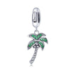 Sterling Silver Green Cubic Zirconia Palm Tree Dangling Charm