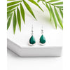 Sterling Silver Green Marbled Teardrop Earrings