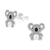 Sterling Silver Grey Panda Stud Earrings with Cubic Zirconia