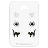 Sterling Silver Halloween Set Of 3 Stud Earrings