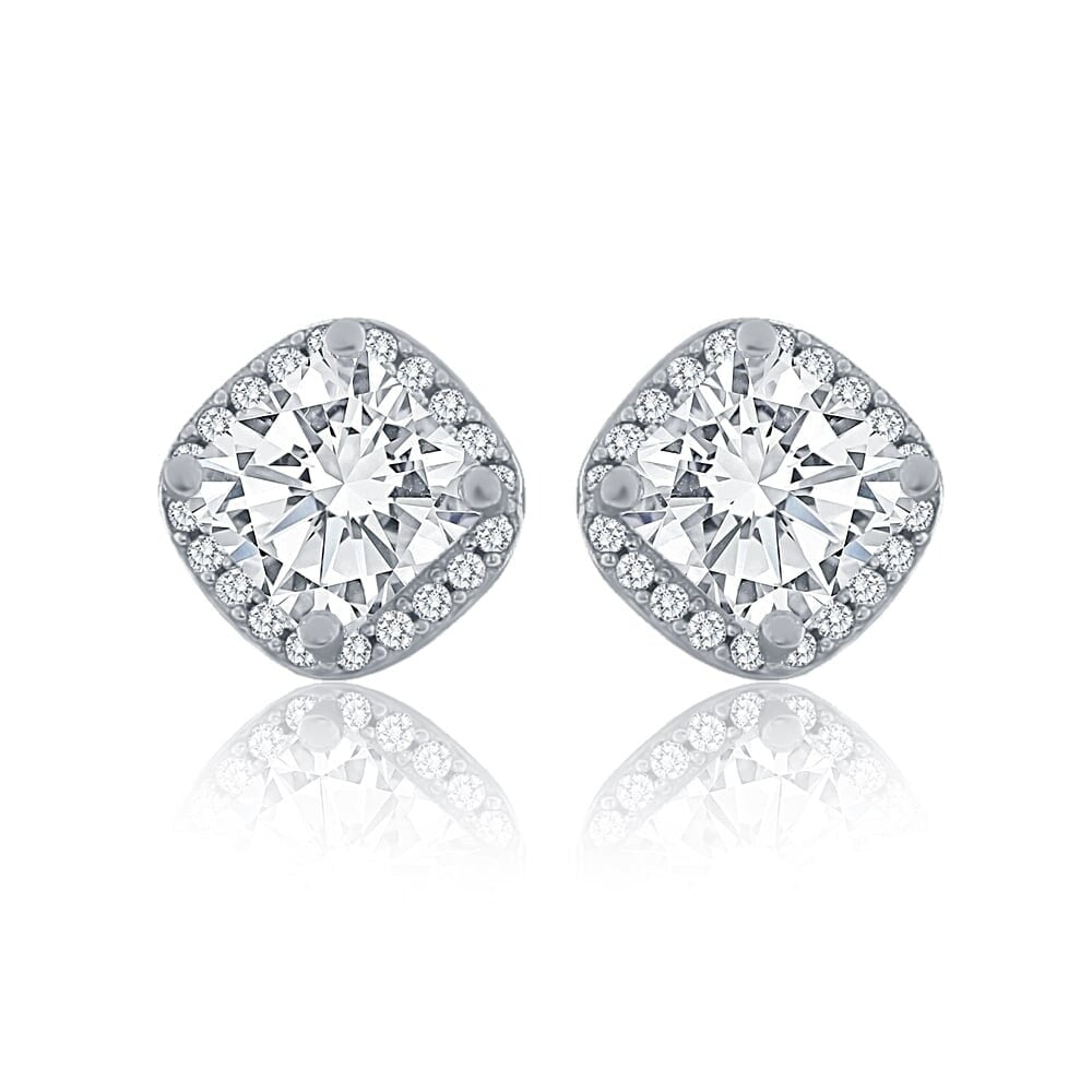 Sterling Silver Halo Stud with A Radiant Crystal at The Center from Swarovski