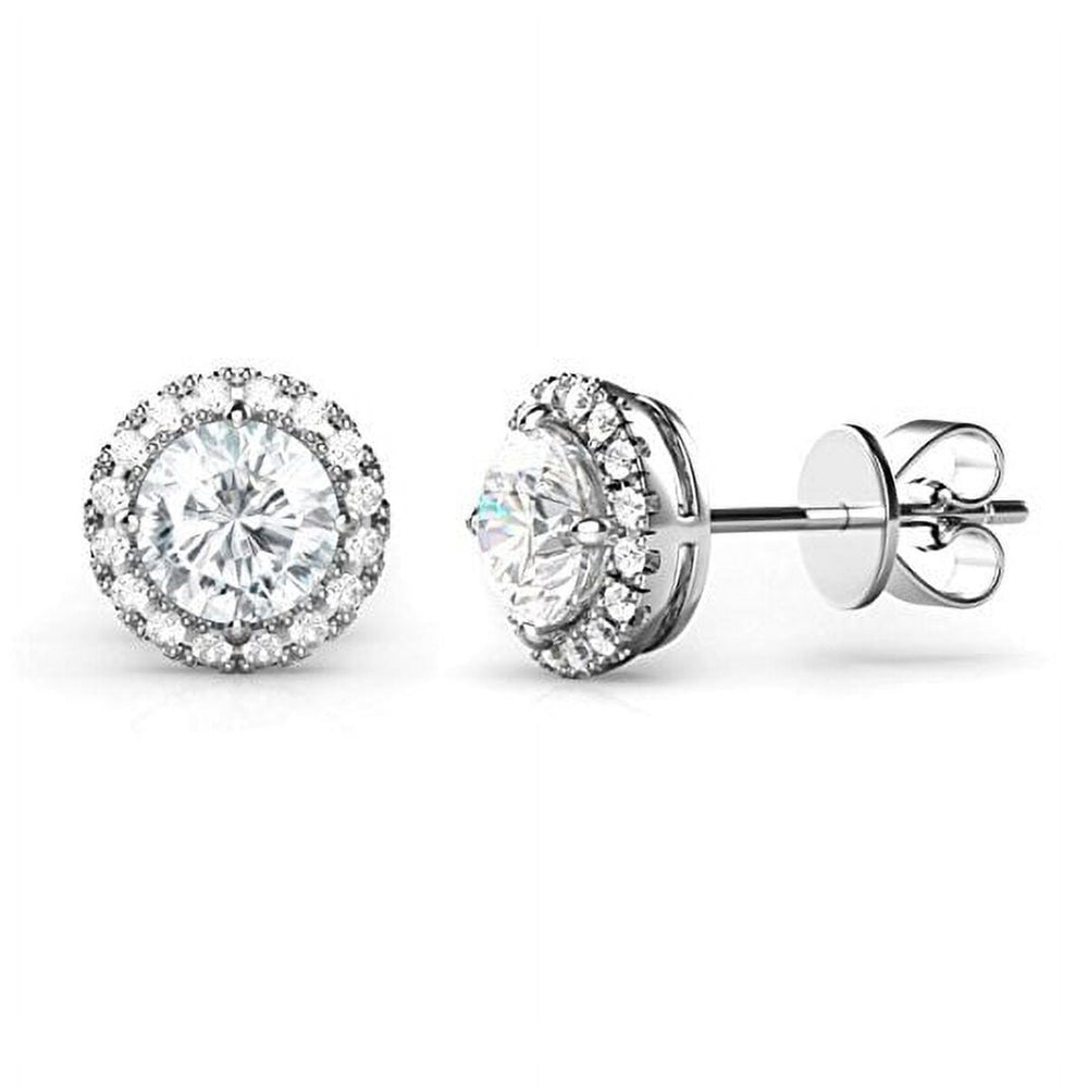 Sterling Silver Halo Stud with A Round Crystal at The Center from Swarovski