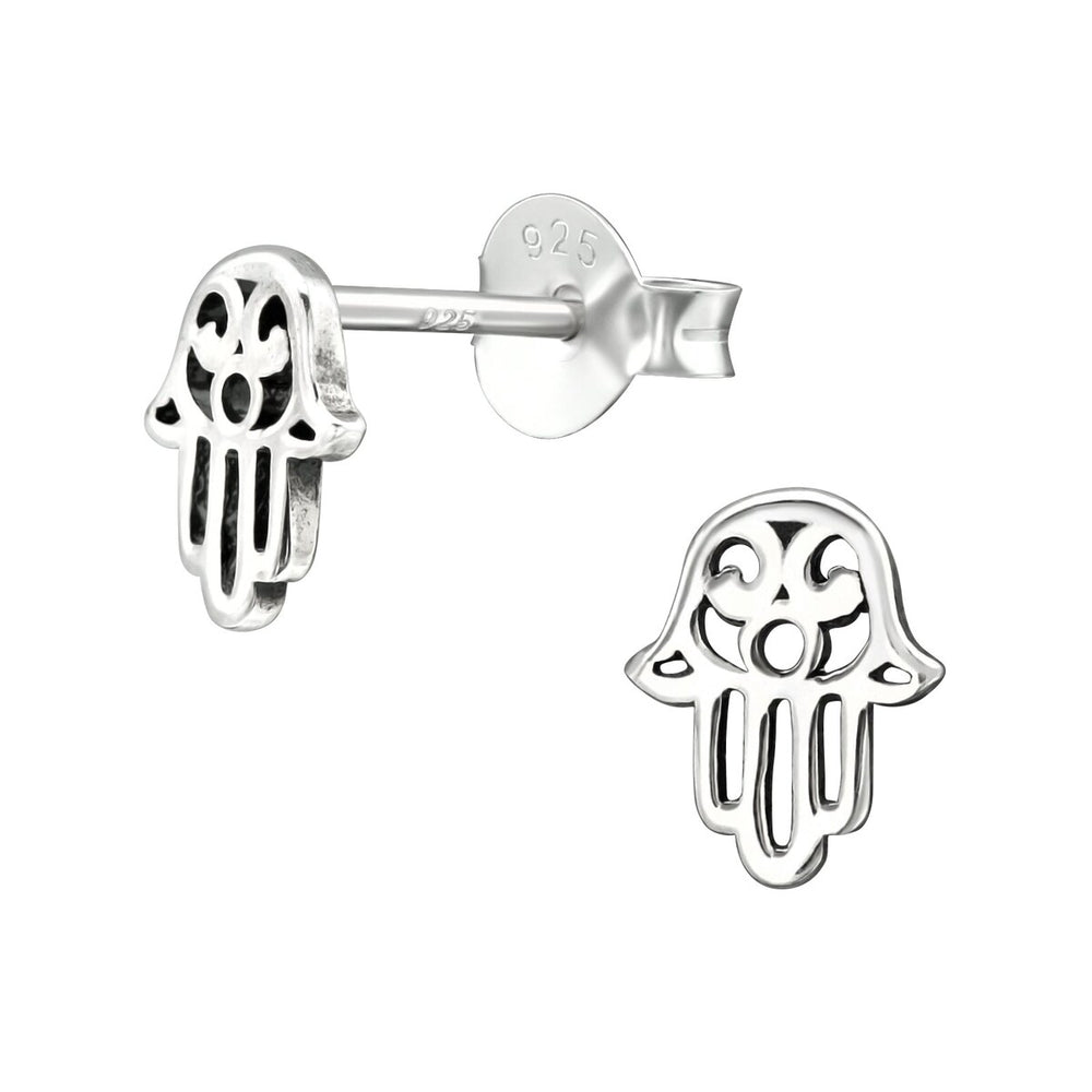 Sterling Silver Hamsa Stud Earrings