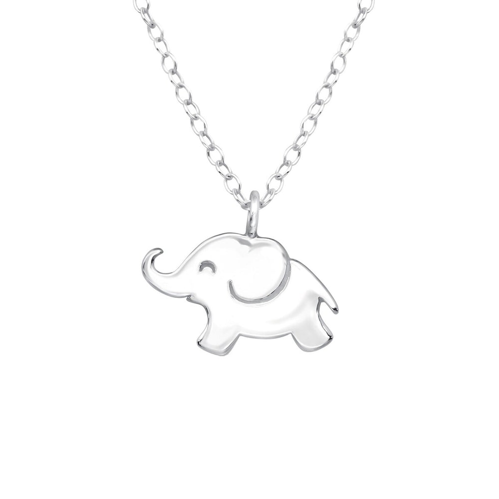 Sterling Silver Happy Elephant Pendant Necklace - White