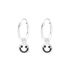 Sterling Silver Happy Face Huggie Hoop Earrings