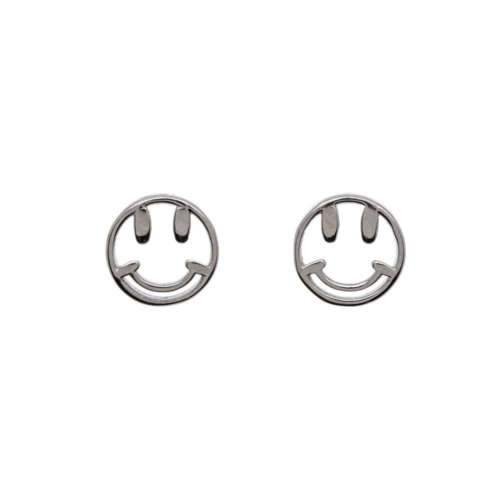 Sterling Silver Happy Face Stud Earrings