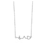 Sterling Silver Heart Beat & Heart Pendant Necklace - White