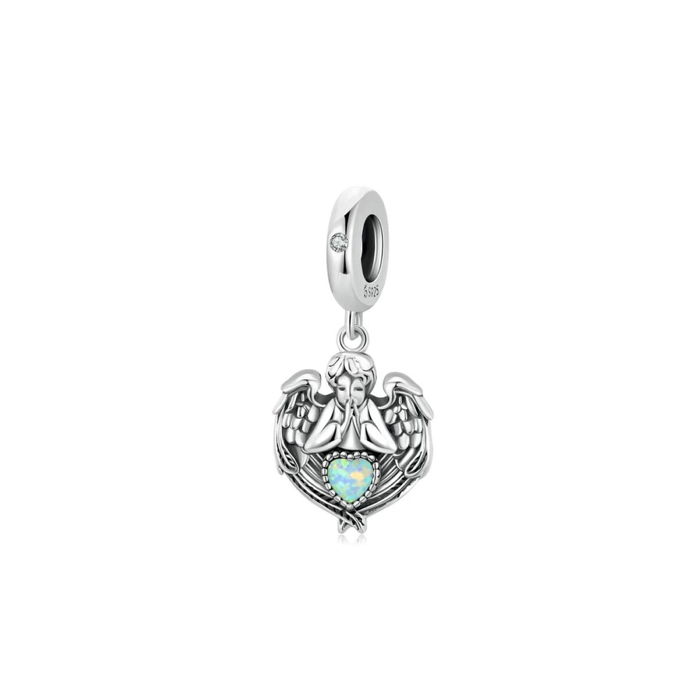 Sterling Silver Heart Cherub Charm