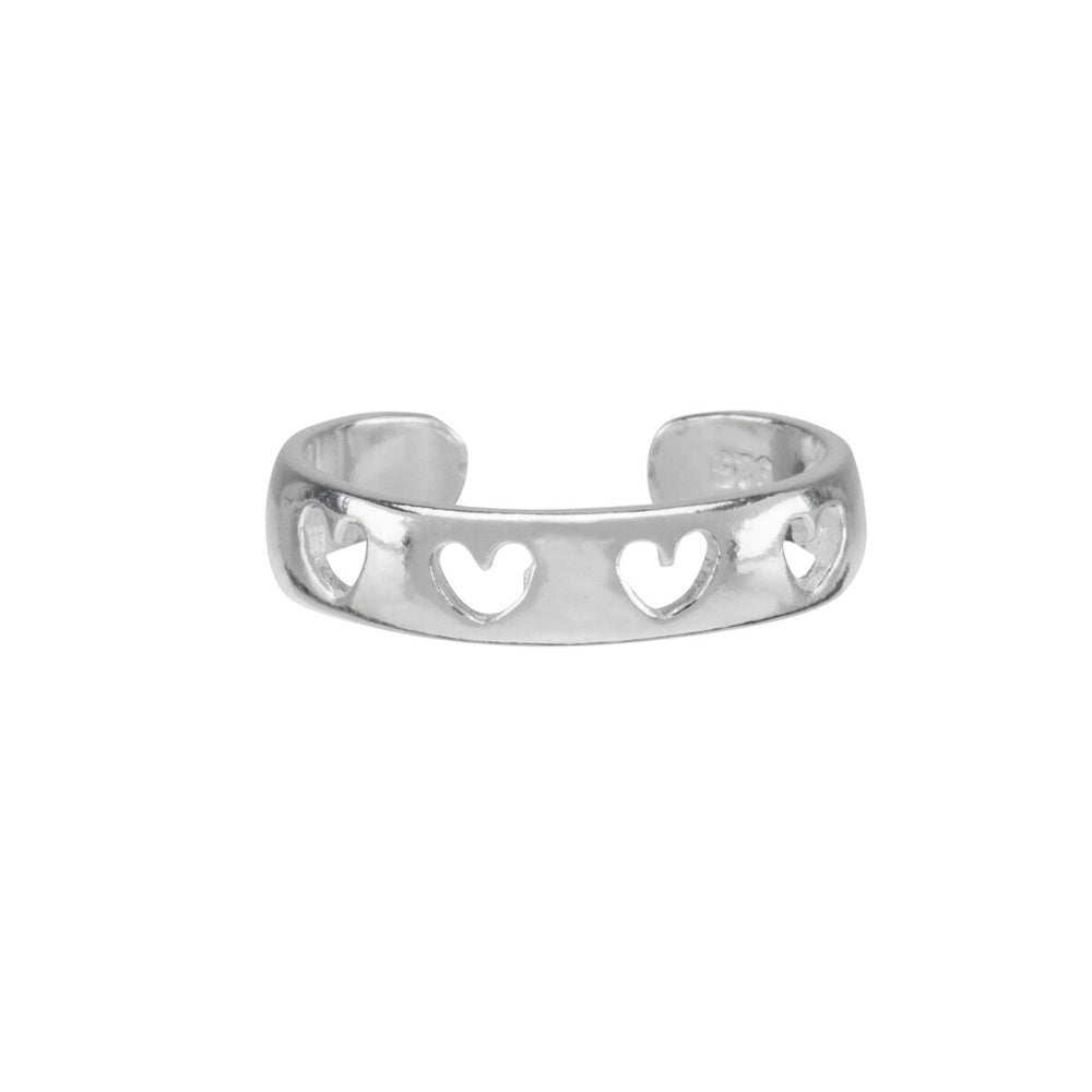 Sterling Silver Heart Cut Outs Toe Ring