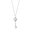 Sterling Silver Heart Key Pendant Necklace with Cubic Zirconia - White