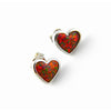 Sterling Silver Heart Stud Earring Lab Created Red Opal