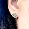 Sterling Silver Heart Stud Earring Lab Created Red Opal