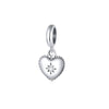 Sterling Silver Heart With Cubic Zirconia Star Dangle Charm Bead