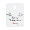 Sterling Silver Heart With Cupids Arrow Studs On Valentines Day Card