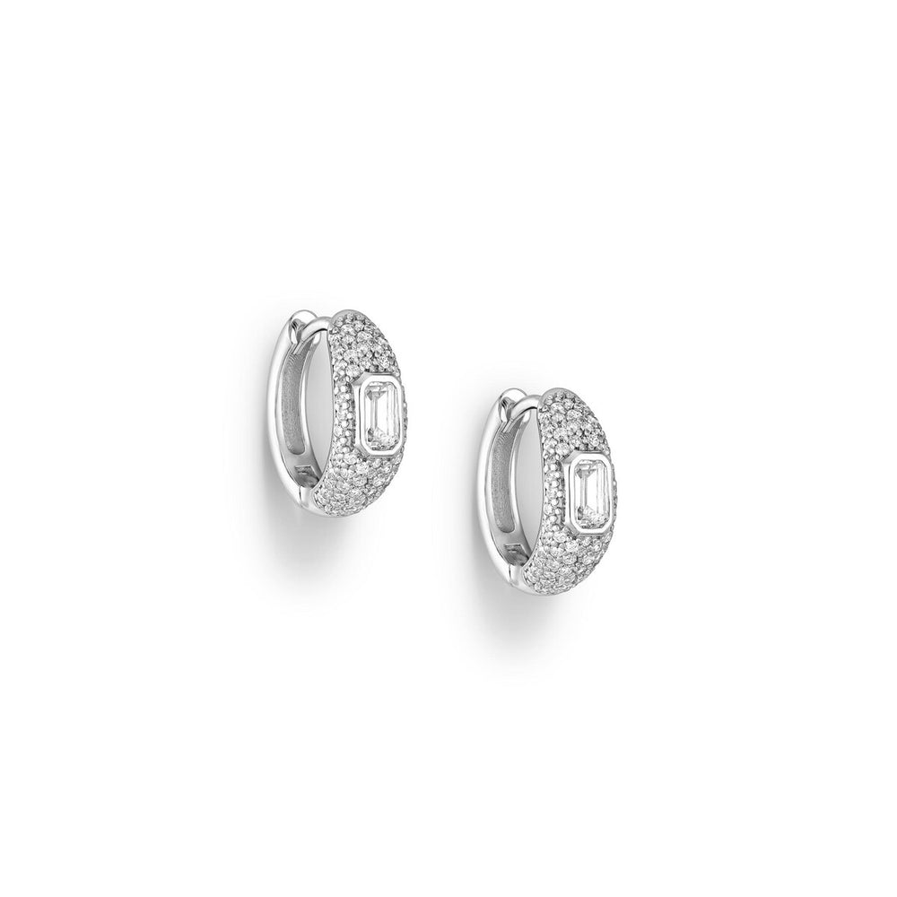 Sterling Silver Hoop Earrings with Cubic Zirconia