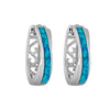 Sterling Silver Hoop Earrings with Lab- Created Opal